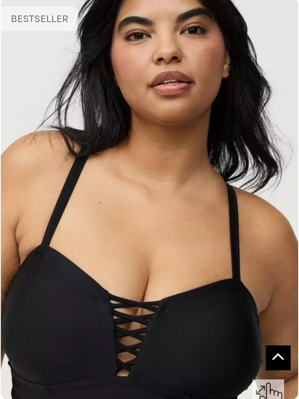 Women’s Black Ruched One-Piece Swimsuit with Crisscross Detail Torrid Size 2 - Picture 5 of 12